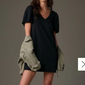Anthropologie Nation LTD Mallory Flutter Sleeve T-shirt Mini Dress Black Medium